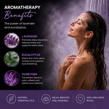 lavender eucalyptus shower steamers, shower steamers for stress relief, aromatherapy shower bombs, spa shower tablets, relaxing shower steamers, shower melts for women, self care gifts, eucalyptus shower steamers, lavender shower steamers, vegan shower steamers