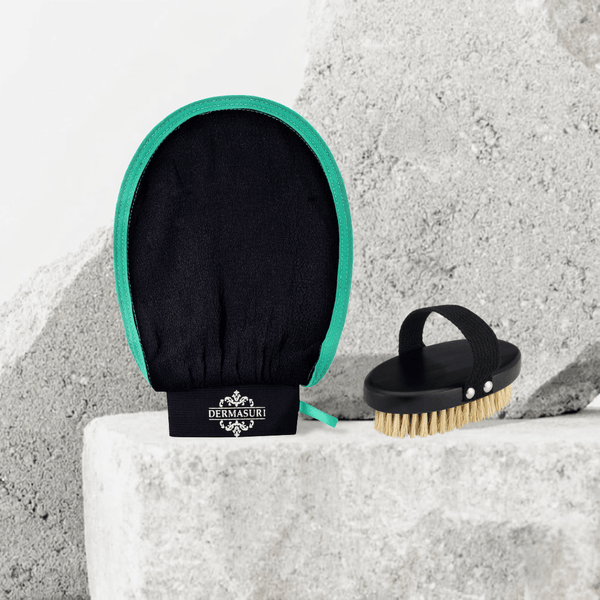 Shower Ritual Set - Wooden Dry Brush + Deep Exfoliating Glove