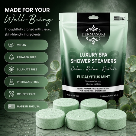 eucalyptus mint shower steamers, shower steamers for sinus relief, cooling shower steamers, aromatherapy shower bombs, spa shower tablets, refreshing shower steamers, shower melts aromatherapy, vegan shower steamers